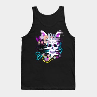 Glitch Vaporwave Aesthetic Pastel Goth Skull Glitch Art Tank Top